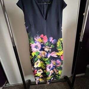 New York & Company Navy Floral Midi Dress